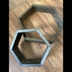 Floating Hexagon Wood Shelves